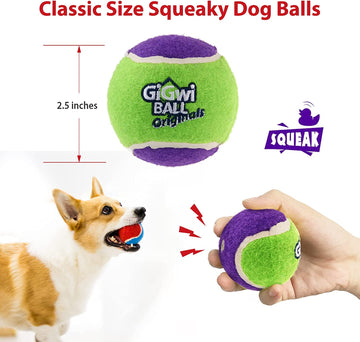 Tennis Balls for Dogs, Squeaky Dog Tennis Balls for Exercise, High Bouncy Dog Balls Bright Colors 2.5 Inches, Interactive Funny Dog Toys for All Breeds of Dogs Indoor & Outdoor Dog Games, 3 Pack