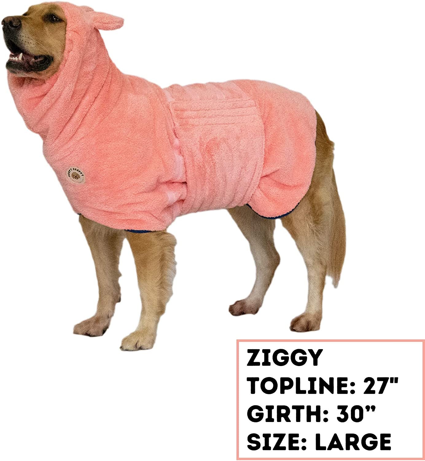 Premium Dog Bathrobe Towel, Absorbent Microfiber Robe for Small Medium Extra Large Dogs and Cats, Stylish Cozy Quick Pet Drying Towels after Bath, Pool or Beach (M, Pink)