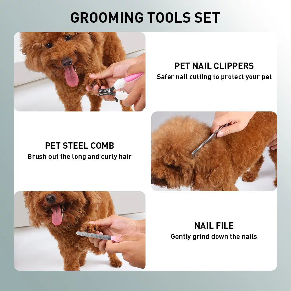 8 PCS Pet Grooming Hammock Helper Set Dog Grooming Hammock with Nail Trimmers Grooming Harness Kit for Dogs & Cats - Red(S)