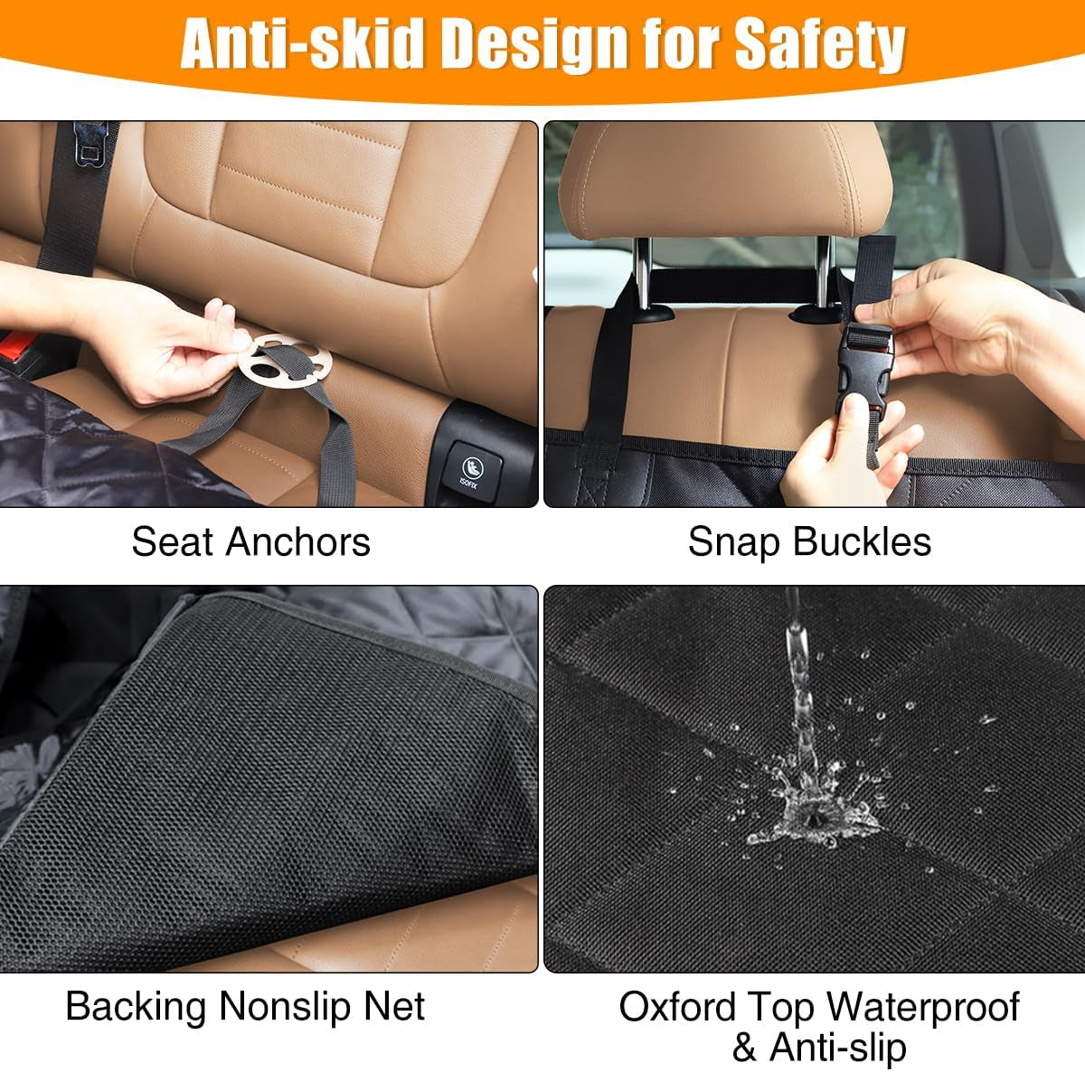 Dog Car Seat Cover for Back Seat,Waterproof Hammock with Mesh Window, Anti-Scratch Nonslip Car Seat Protector for Dogs, 600D Heavy Duty Dog Seat Cover for Cars Trucks and Suvs