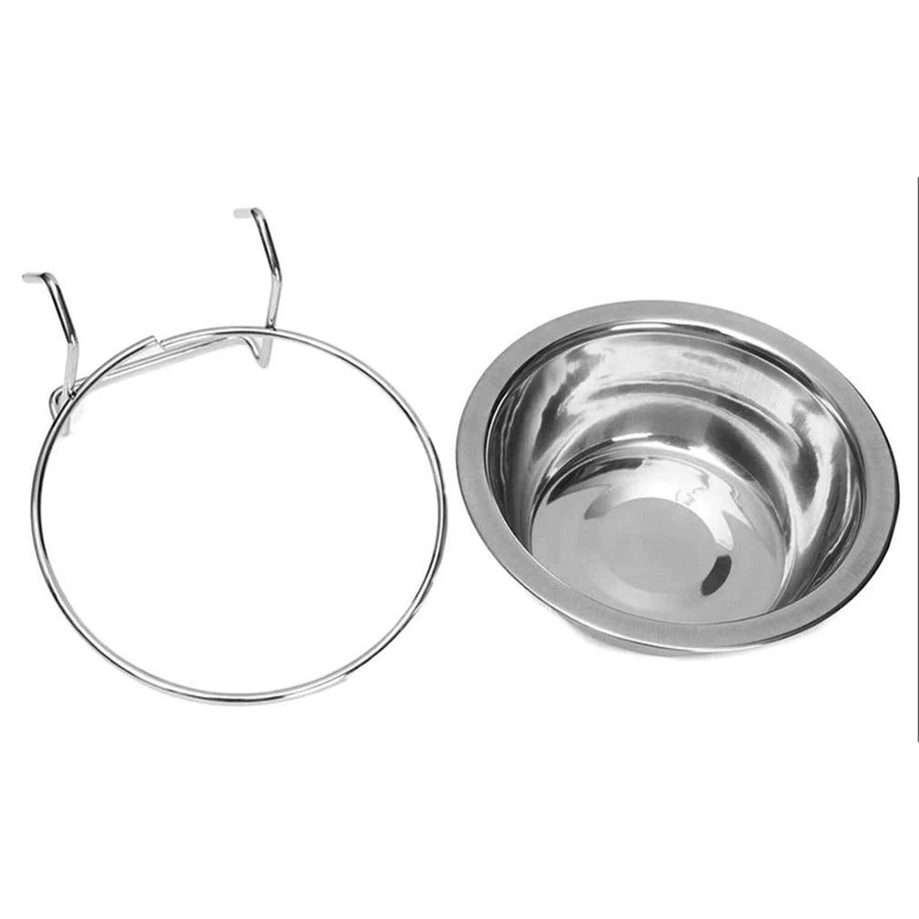 Newest Pet Dog Bowl Food Water Drinking Cage Cup Hanger Food Water Bowl Travel Bowl for Pet Feeding Tools Stainless Steel