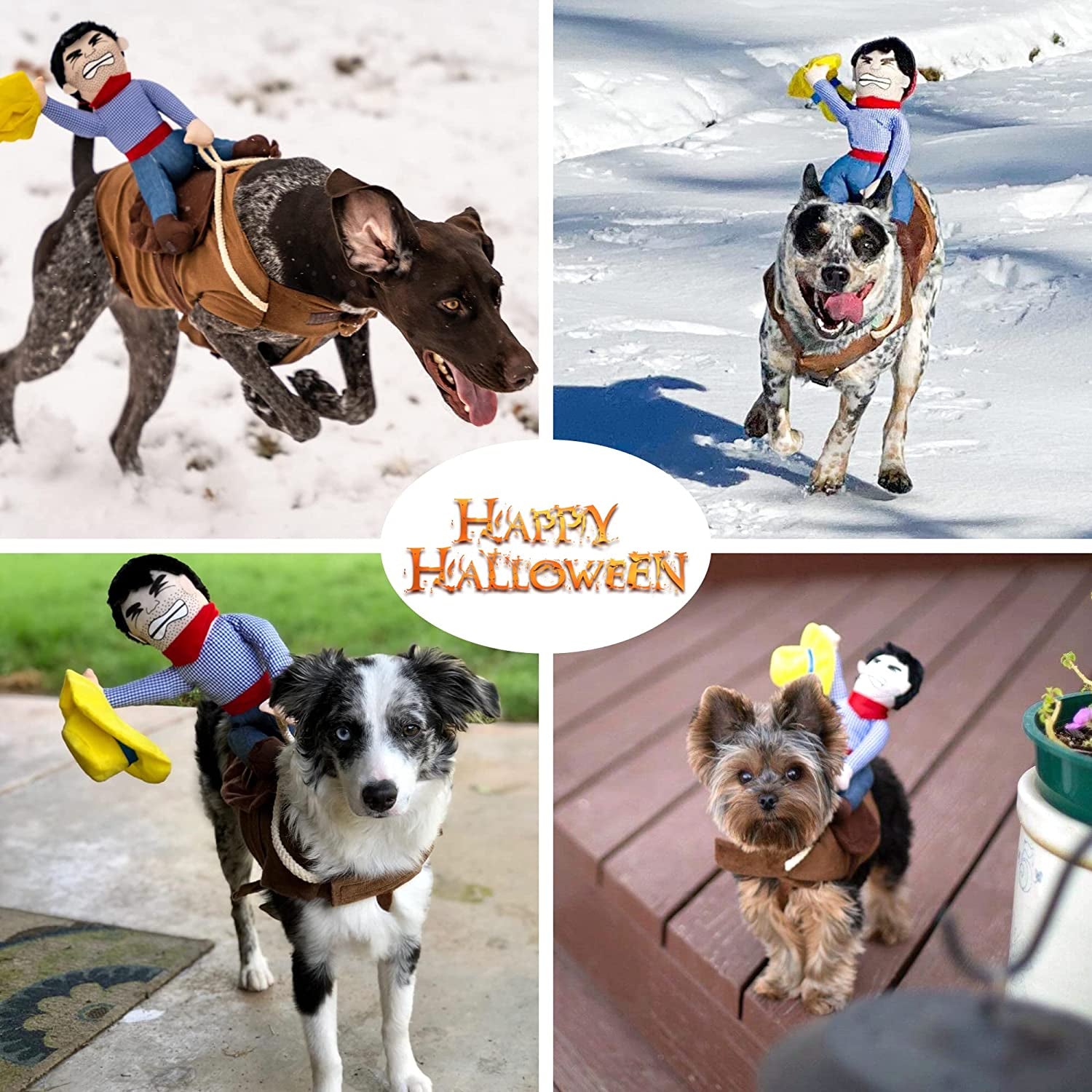 Dog Halloween Costume Funny Dog Cowboy Riding Costume Pet Costume Cat Suit Cowboy Rider Style for Small Medium Large Dogs (Medium)