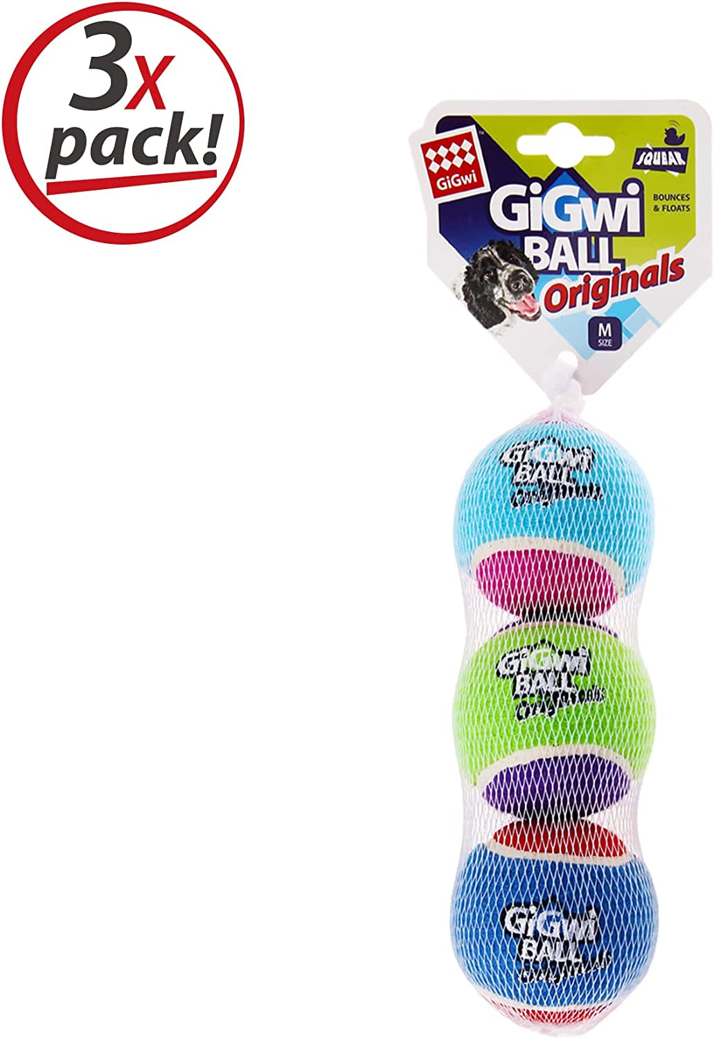 Tennis Balls for Dogs, Squeaky Dog Tennis Balls for Exercise, High Bouncy Dog Balls Bright Colors 2.5 Inches, Interactive Funny Dog Toys for All Breeds of Dogs Indoor & Outdoor Dog Games, 3 Pack