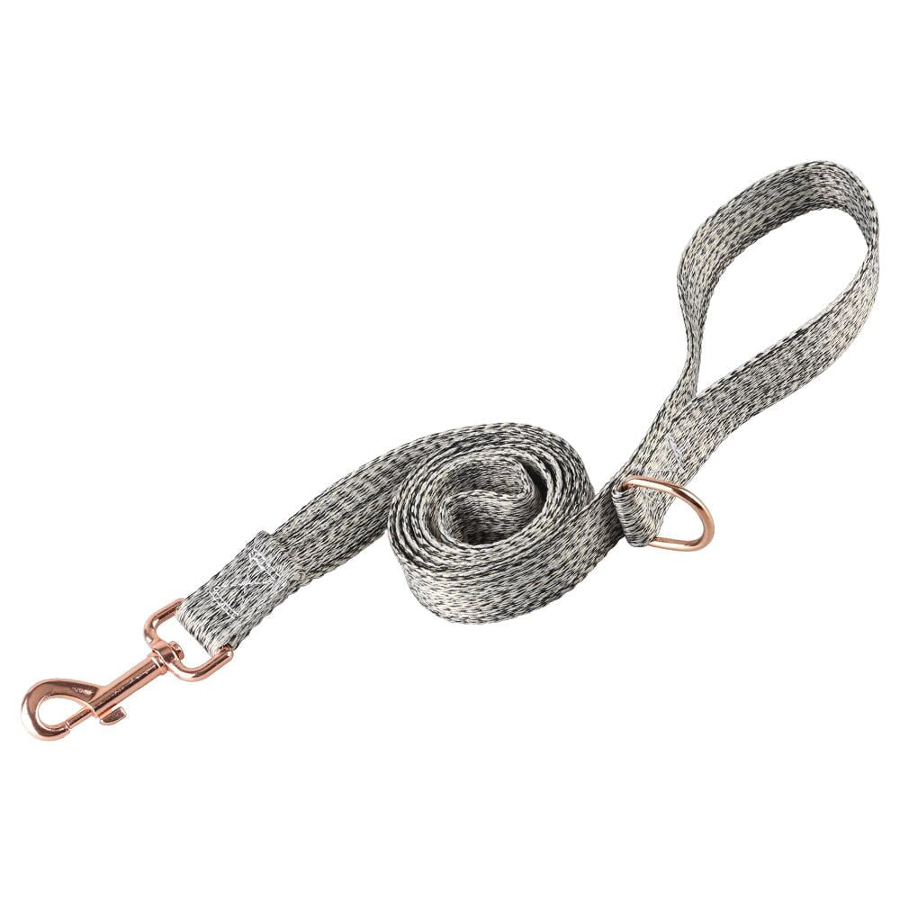 "Linen Gray Adjustable Dog Collar and Leash Set for Stylish Medium-Sized Pets"