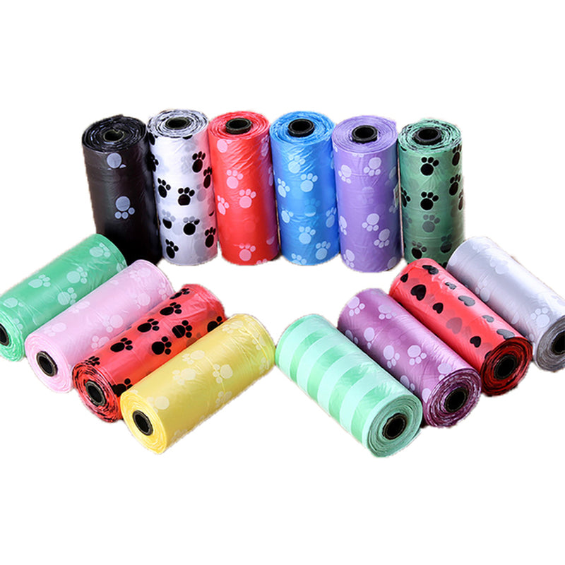 Pet Poop Bags Disposable Dog Waste Bags, Bulk Poop Bags with Leash Clip and Bone Bag Dispenser 5Roll(75Pcs) Bags with Paw Prints