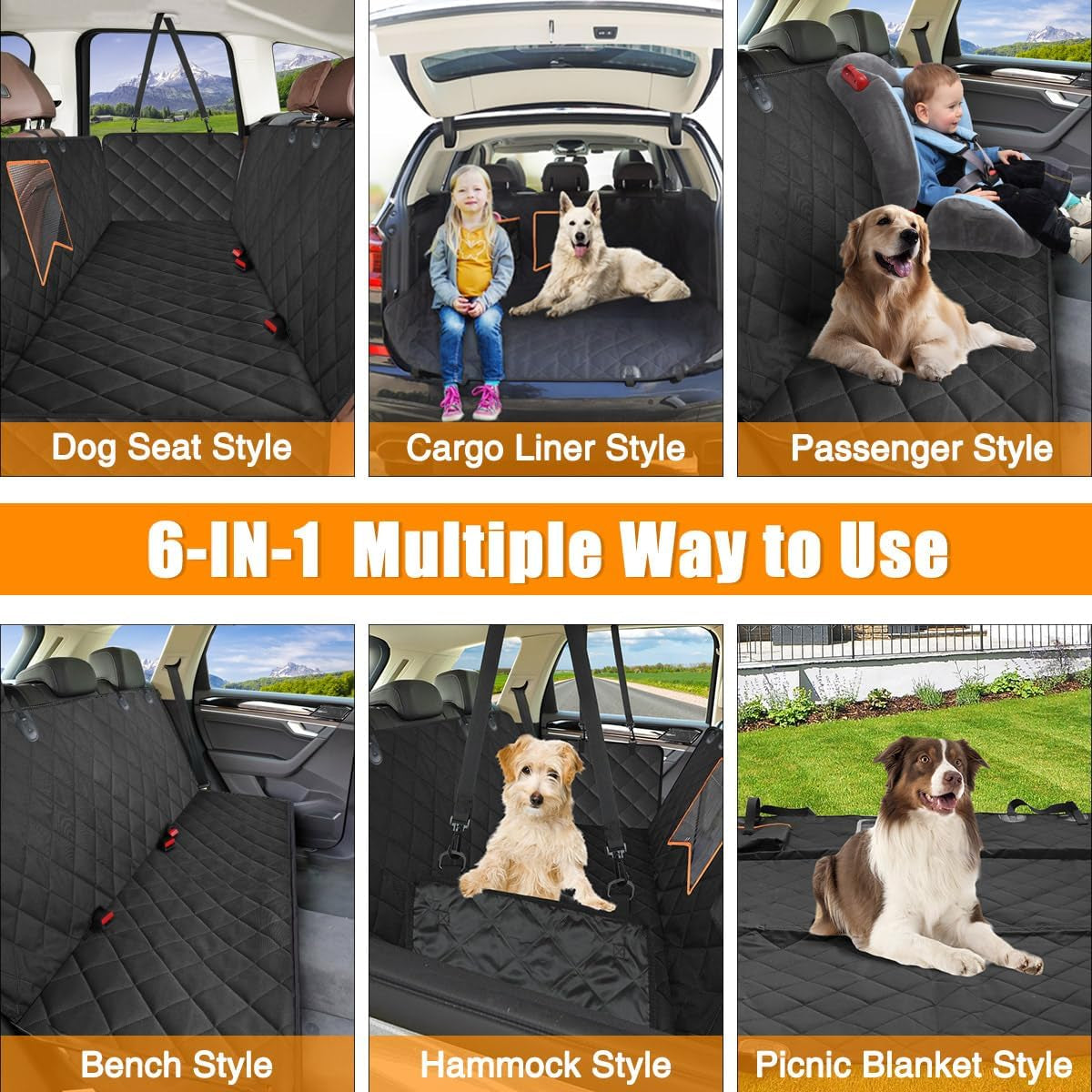 Dog Car Seat Cover for Back Seat,Waterproof Hammock with Mesh Window, Anti-Scratch Nonslip Car Seat Protector for Dogs, 600D Heavy Duty Dog Seat Cover for Cars Trucks and Suvs