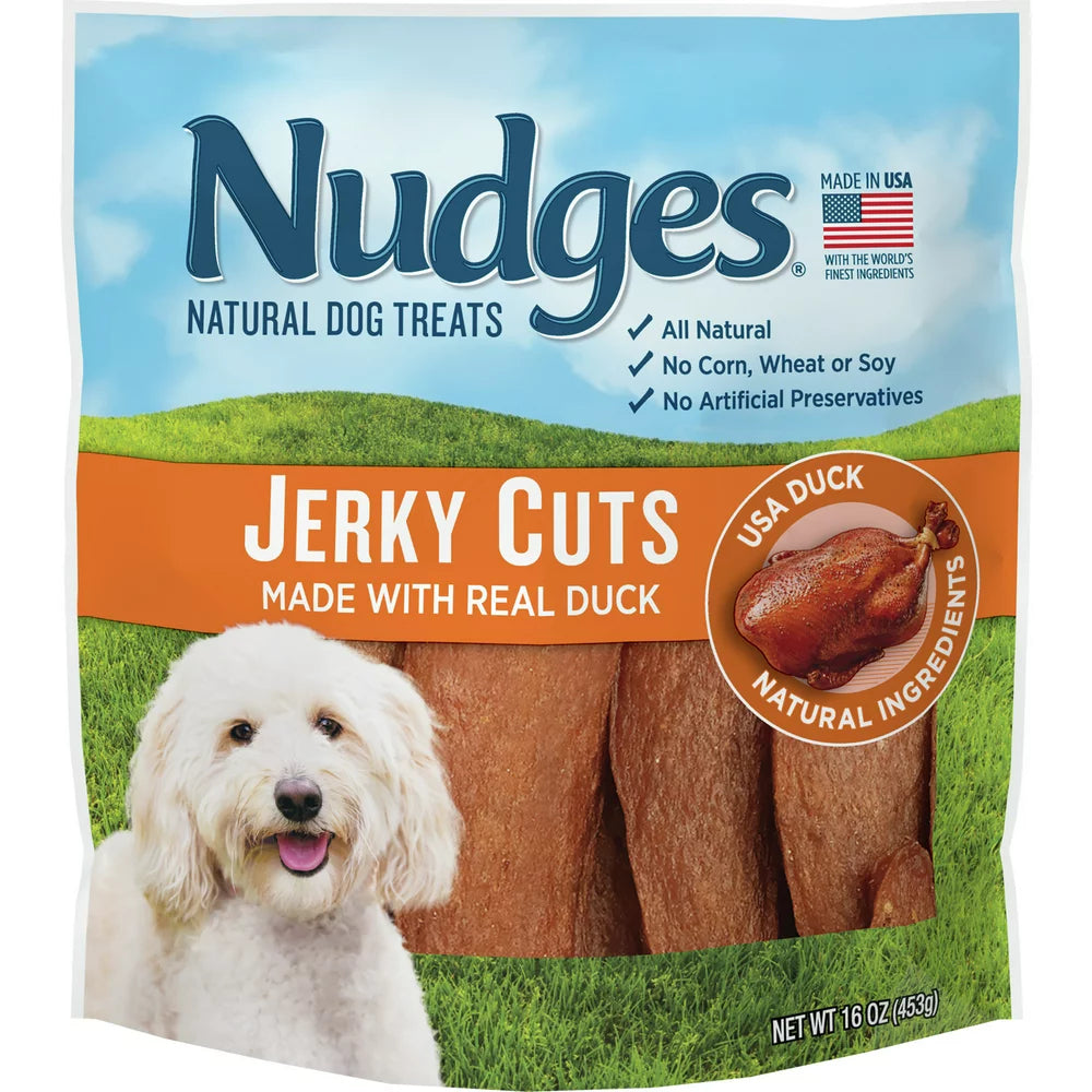 "Delicious Chicken and Duck Jerky Cuts - 16oz Bag for Your Pup!"