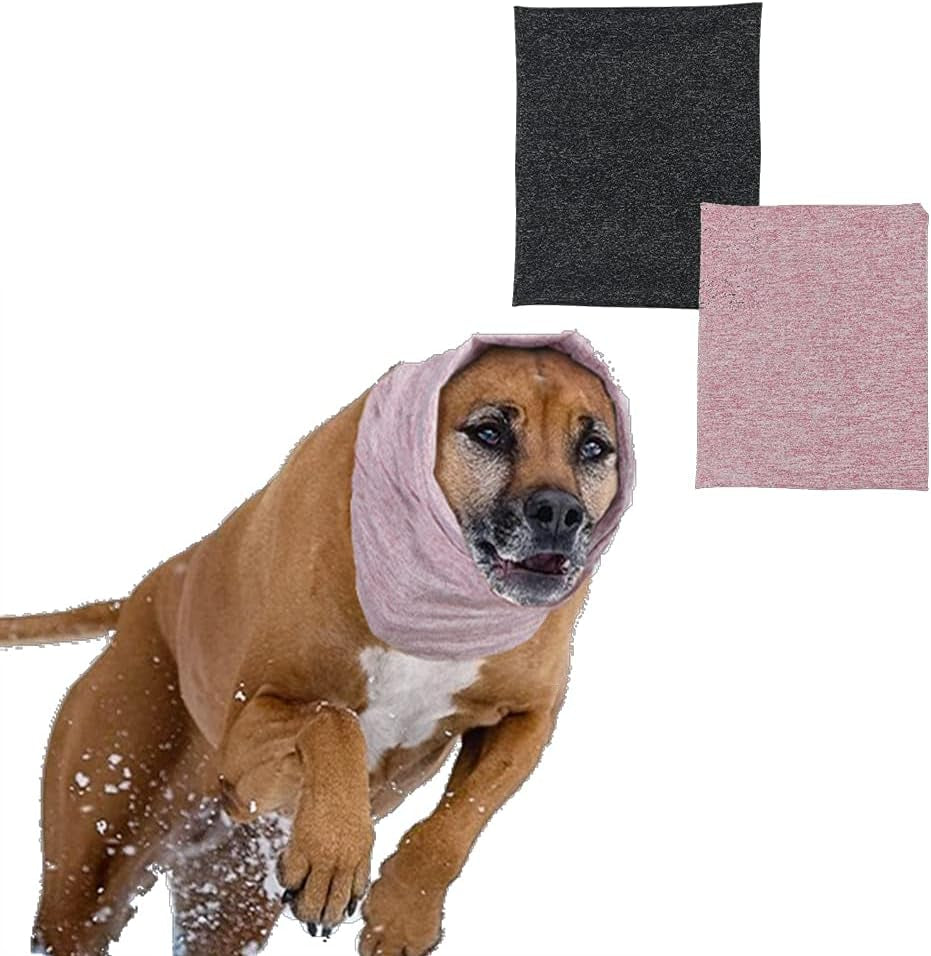 "Miracle Dog Snood Set: Neck and Ears Warmer for Grooming and Anxiety Relief (Purple+Grey, Medium)"