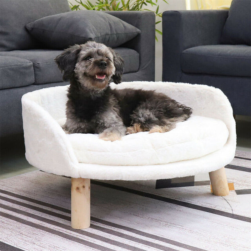 Pet Sofa Bed Raised Cat Chair Small Dog Couch Bed Removable Cushion Sleep House